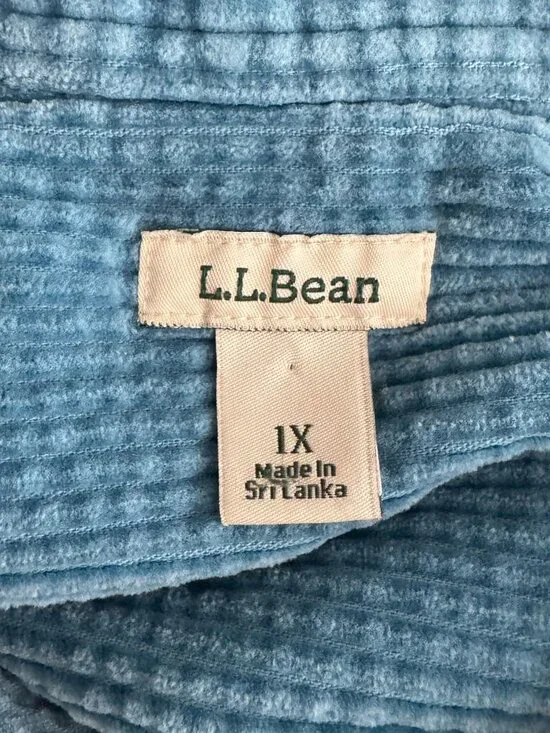 L.L. Bean Comfort Corduroy Relaxed Shirt Womens 1X Blue Cotton Pocket TP-3861 - Picture 7 of 9